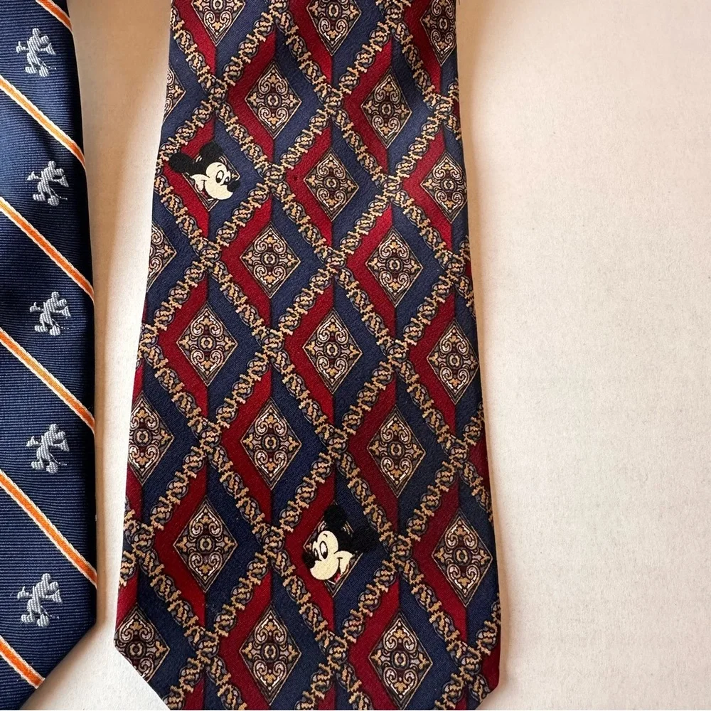 Walt Disney World Men’s‎ 100% Silk Tie Necktie Mickey Mouse Lot Of 2